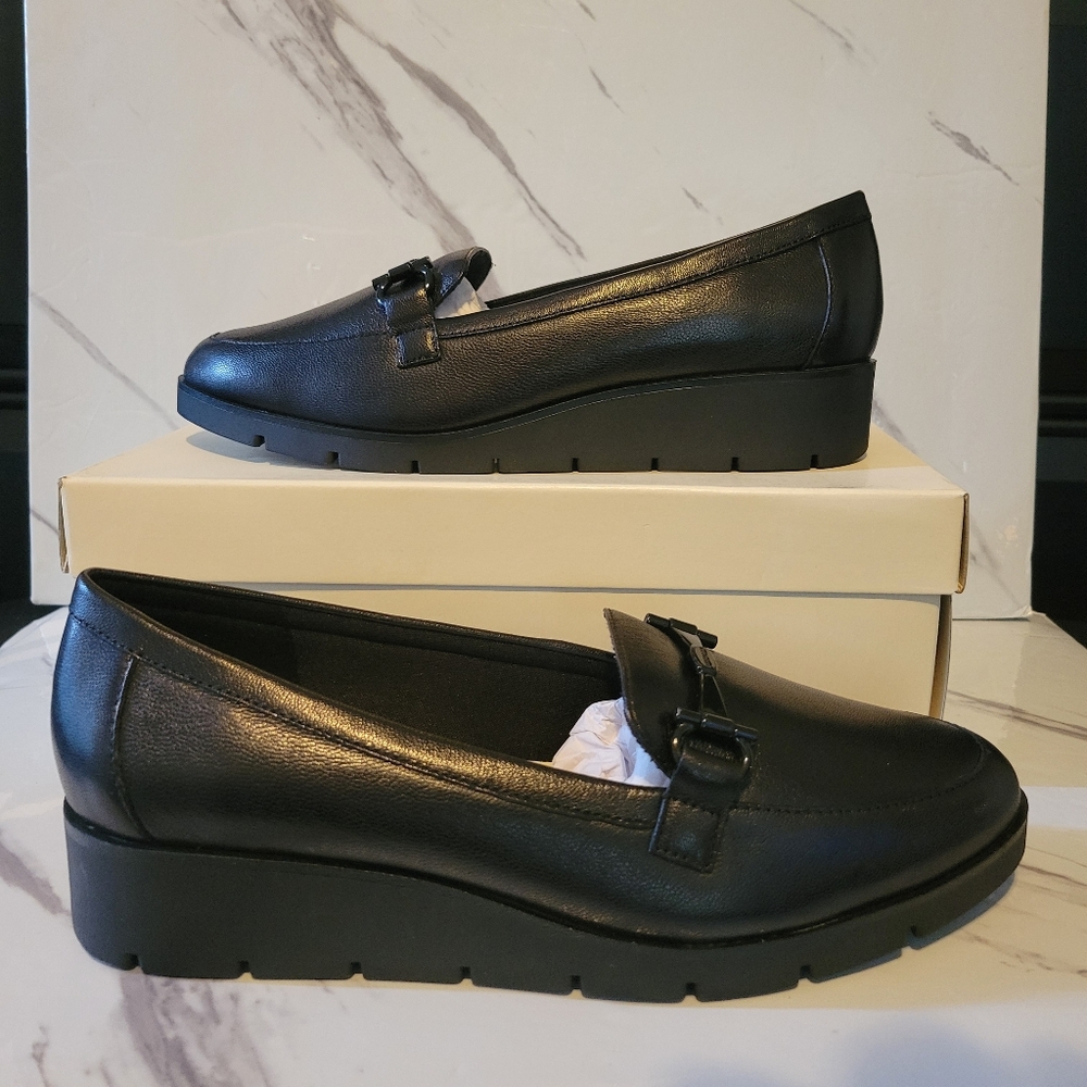 Anne Klein Black Leather Loafers